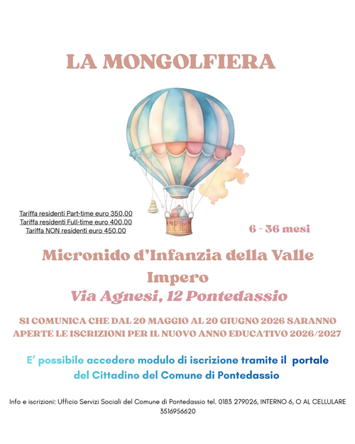 Apertura iscrizioni Micronido 'La Mongolfiera' anno educativo 2026/2027